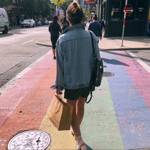 Topshop Moto Oversized Denim Jacket